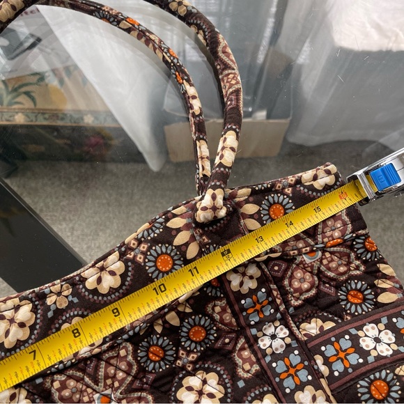 Vera Bradley Large Handbag Tote Shoulder Bag Floral Orange Brown Daisey - Picture 3 of 8